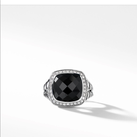 DY Albion Ring with Black Onyx and Pave Diamond - Picture 2 of 7